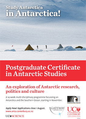 1 Poster for Postgraduate Certificate in Antarctic Studies course