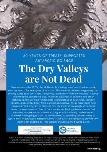 60 Years of Treaty-Supported Antarctic Science - The Dry Valleys are Not Dead