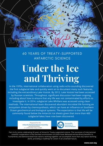 60 Years of Treaty-Supported Antarctic Science - Under the Ice and Thriving