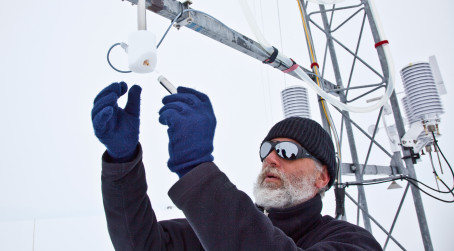 Scientist collecting data in Antarctica