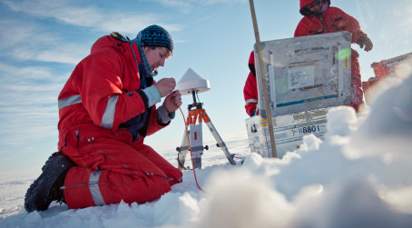 Scientist conducting field research in Antarctica